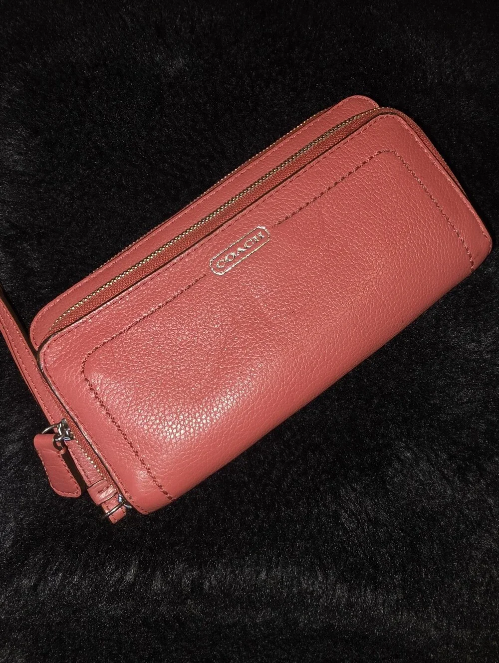 Coach Double Zip Wallet Coral